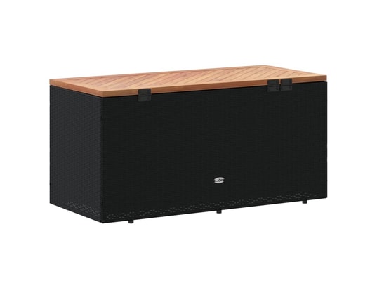 VIDAXL - Coffre Boîte de rangement de jardin noir résine tressée bois d'acac...
