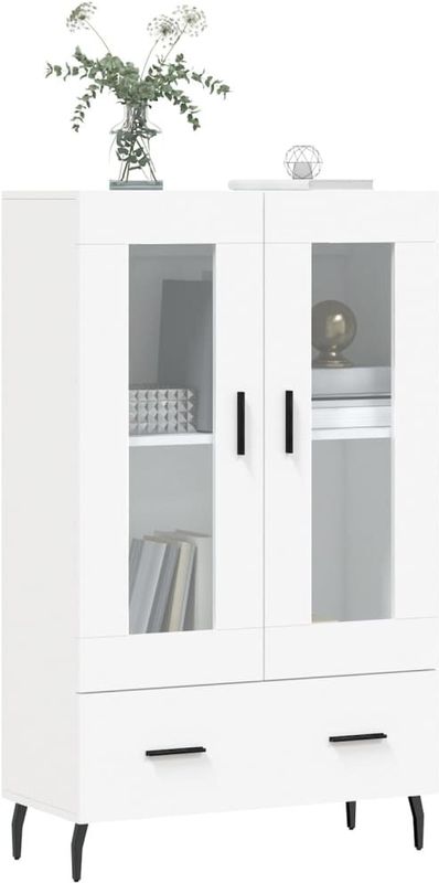 Buffetkast - Hoog - Hout - Glazen Deur - Metalen Poten