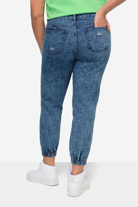 Jeans, bunte Drucke, 5-Pocket, Elastiksaum