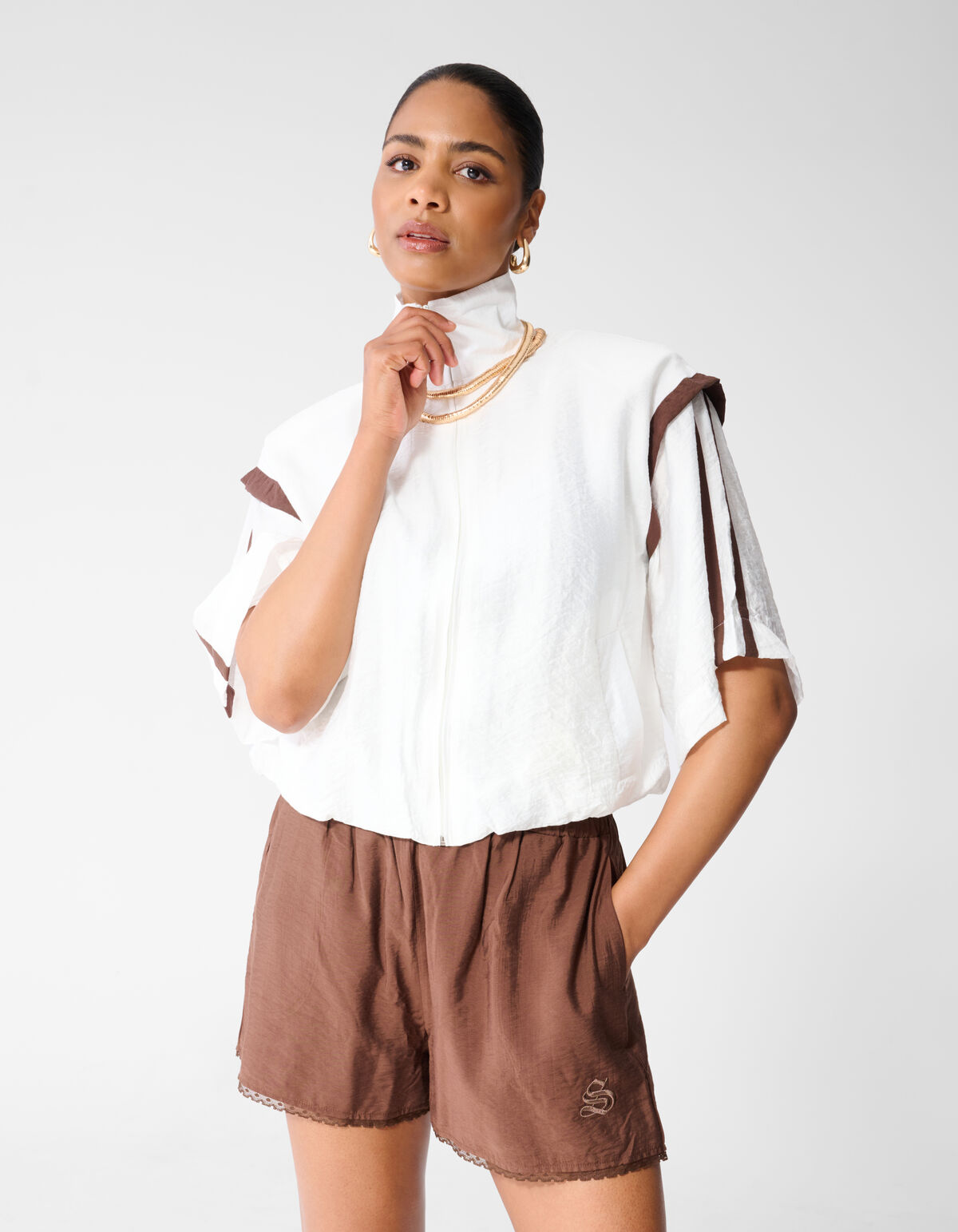Sporty Tracksuit Blouse Gebroken Wit