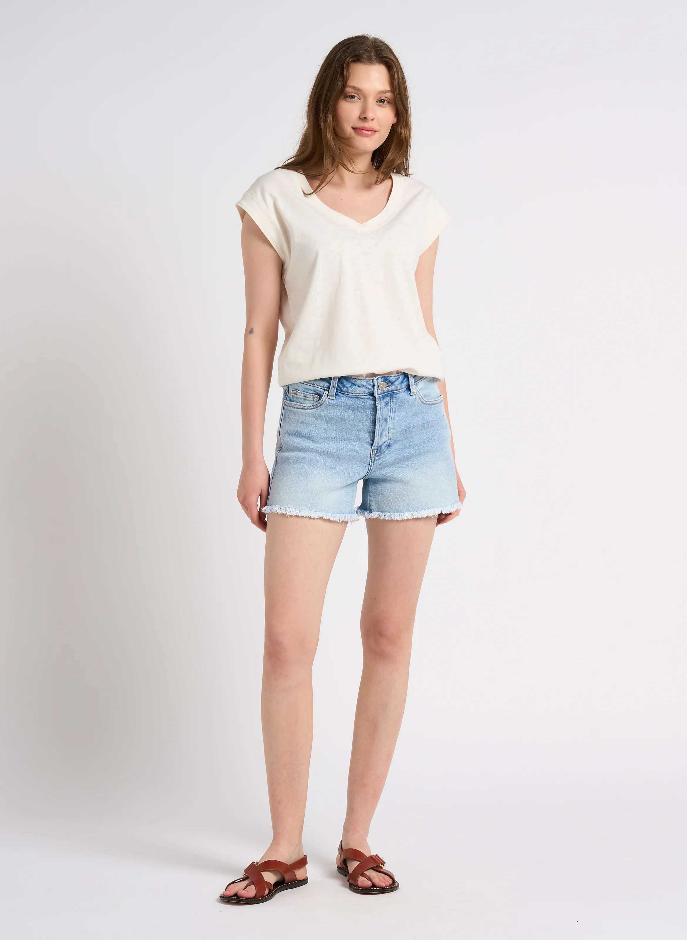 DELYA - Débardeur chiné en coton | Beige