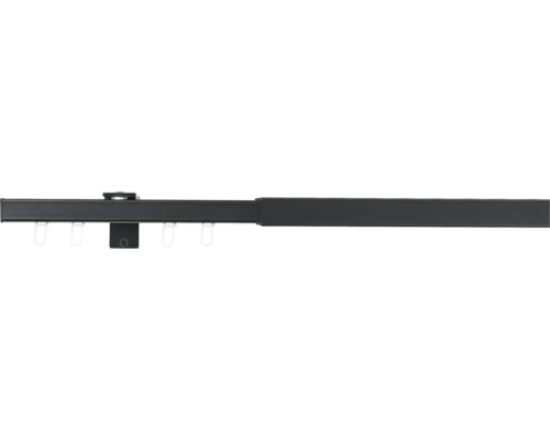 Gordijnroedeset, binnenrail, uitschuifbaar, geheel in zwart, 120-210 cm, Ø 17/21 mm
