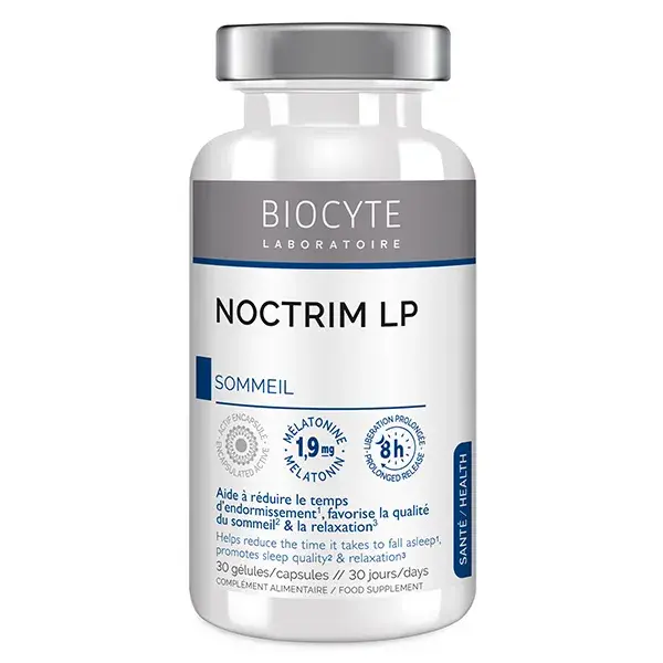 Biocyte Santé Noctrim LP 1,9mg melatonine Sommeil 30 gélules végétales