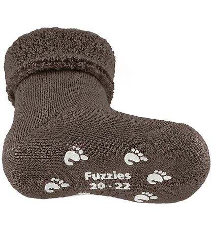 Fuzzies Babysocken m. Anti-Rutsch - Walnuss