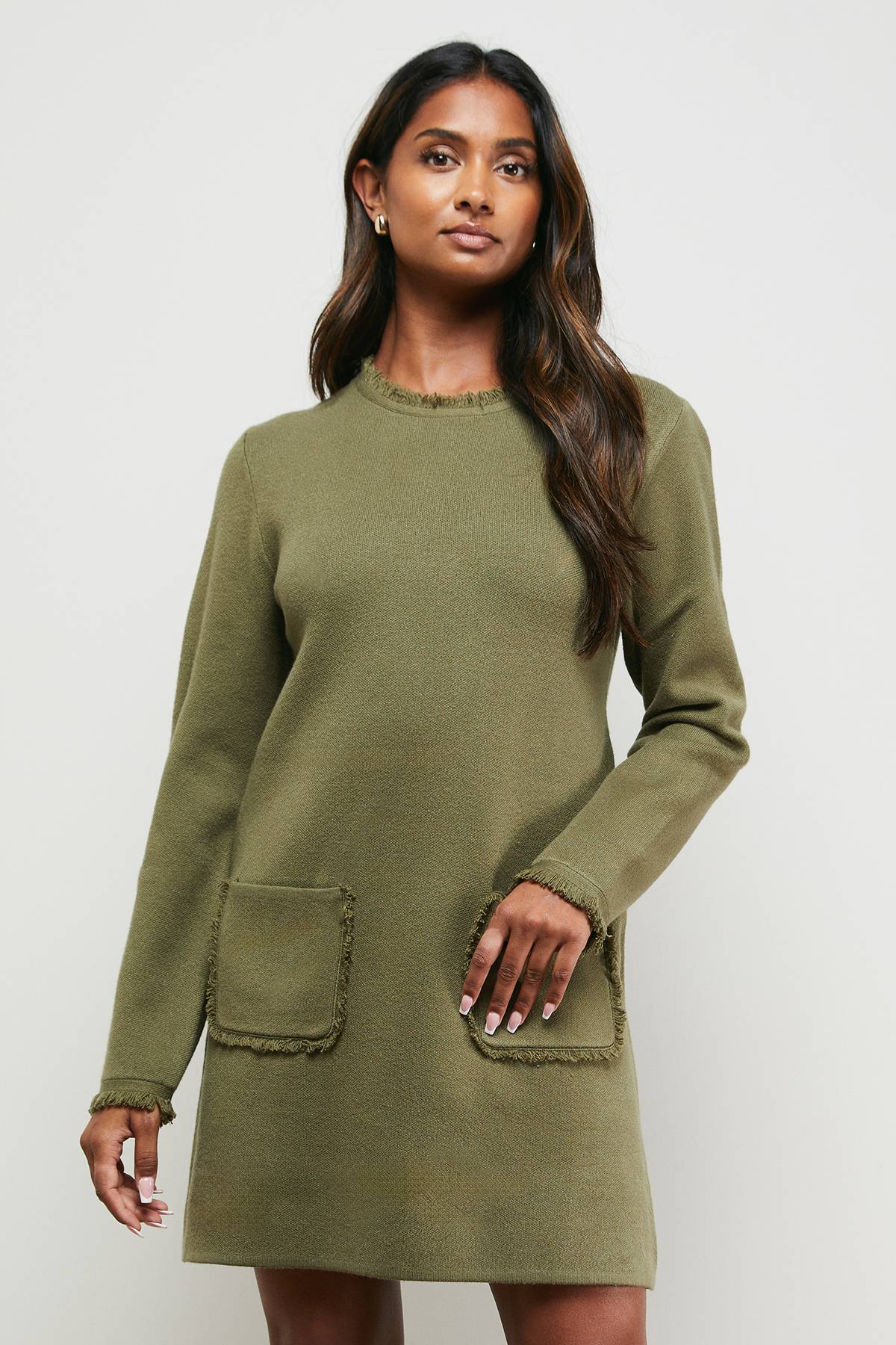 Oasis Robe Mini Col Rond à Détails Franges