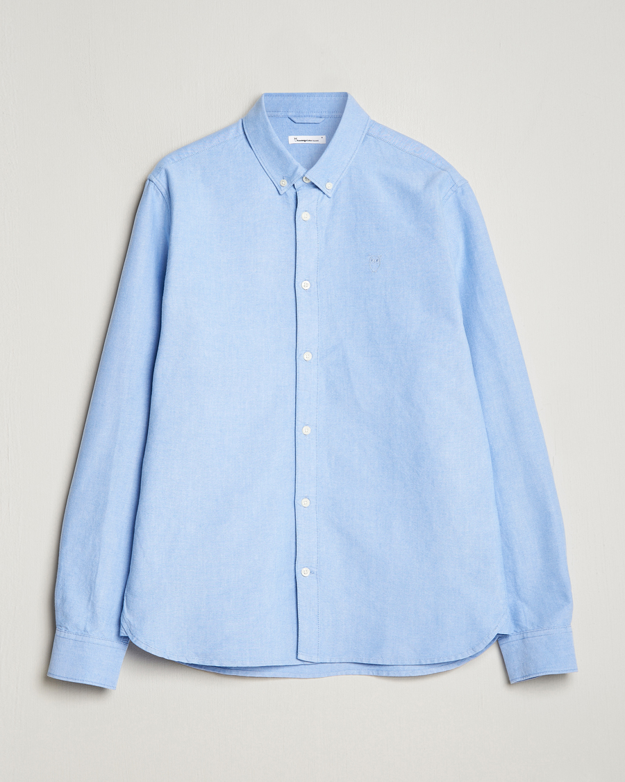 KnowledgeCotton Apparel Harald Small Owl Regular Oxford Shirt Lapis Blue