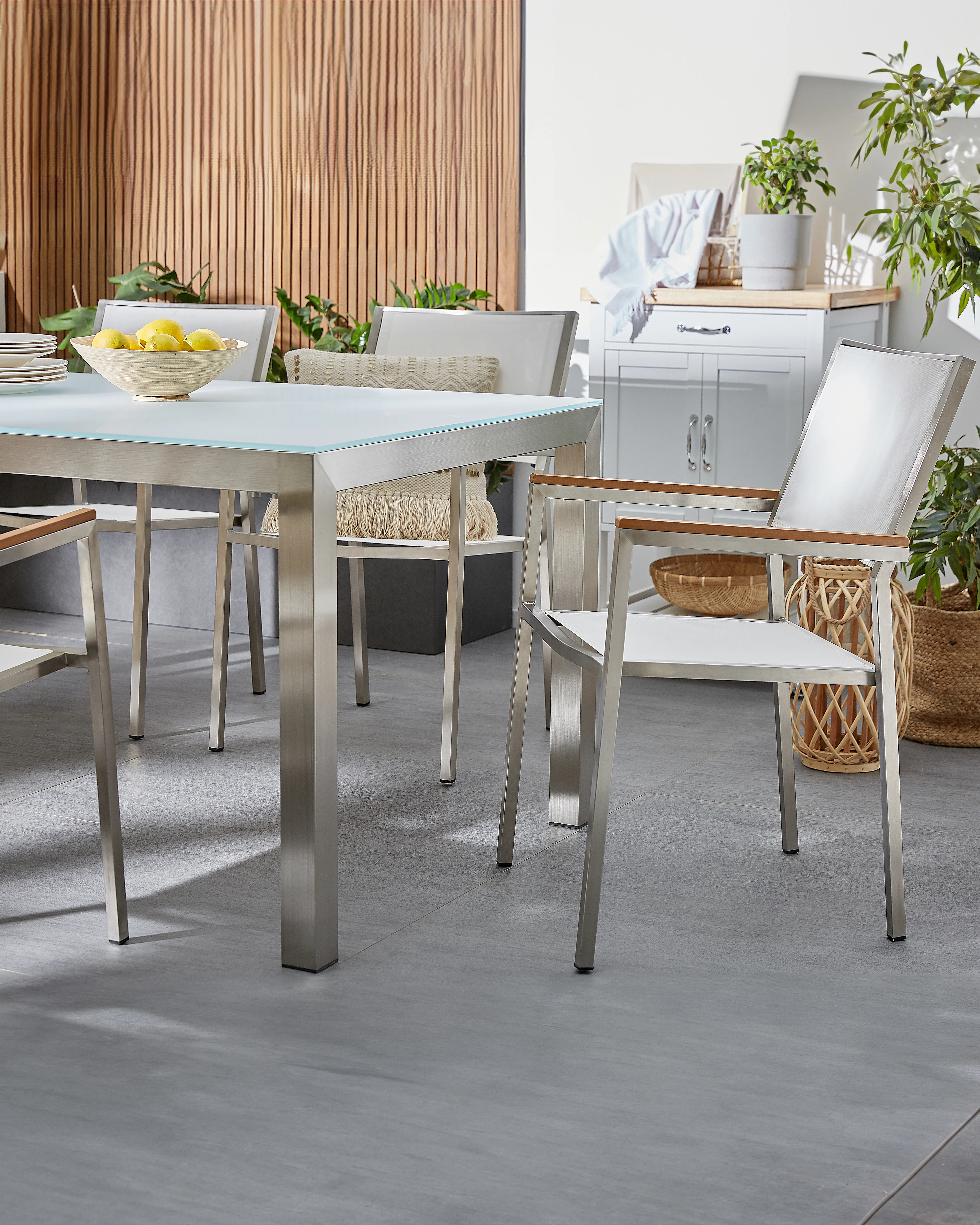 Set van 4 tuinstoelen GROSSETO Roestvrij staal Wit
