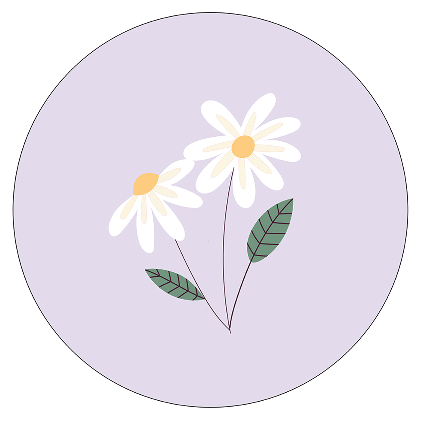Muurcirkel kids margrietjes lila
