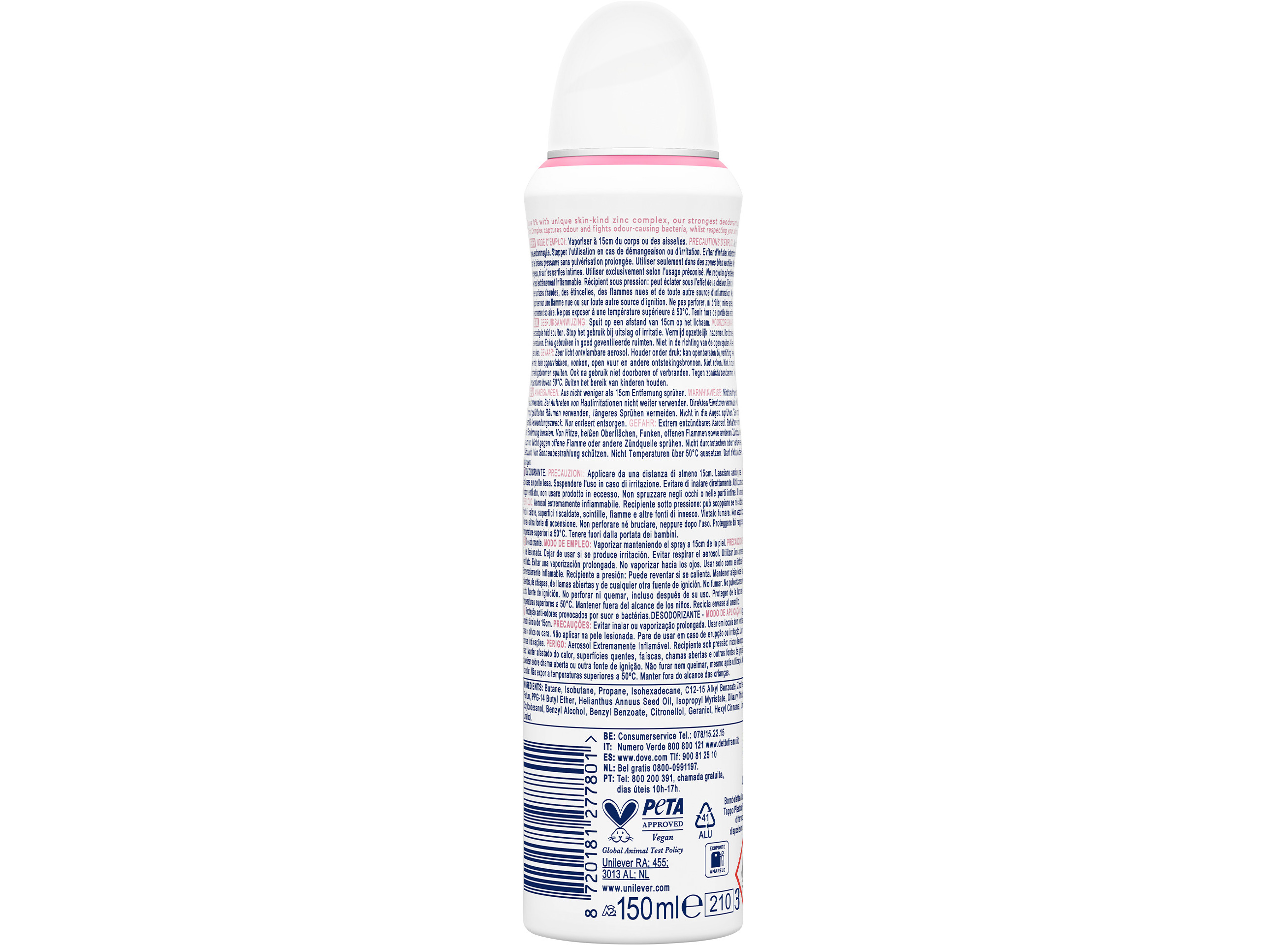 DESODORIZANTE SPRAY DOVE INVISIBLE CARE 0% ALUMINIO 150ML