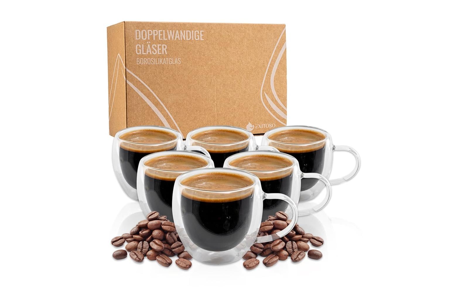 Espressogläser 80 ml, 1 Stück, TransparentDoppelwändige Borosilikatgläser