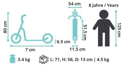 STAR SCOOTER Freestyle Jump alu stuntstep, 120mm Pro Trick Roller, zwart chroom