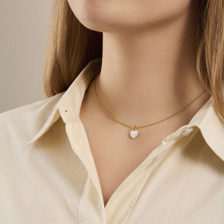 Pernille Corydon Jewellery Ocean Heart Necklace Adj. 40-45 cm Guld & hvid
