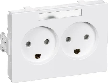 LAURITZ KNUDSEN CLIC'LINE® stikkontakt dobbelt vandret 2-pol med jord hvid.