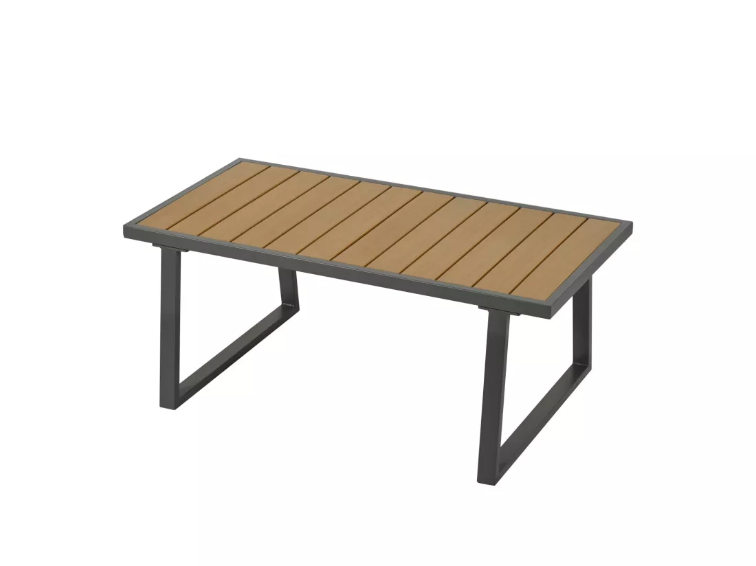 Lot de 4 salon de jardin en acier galvanisé avec coussin beige : canapé 3 places, 2 fauteuils et table basse