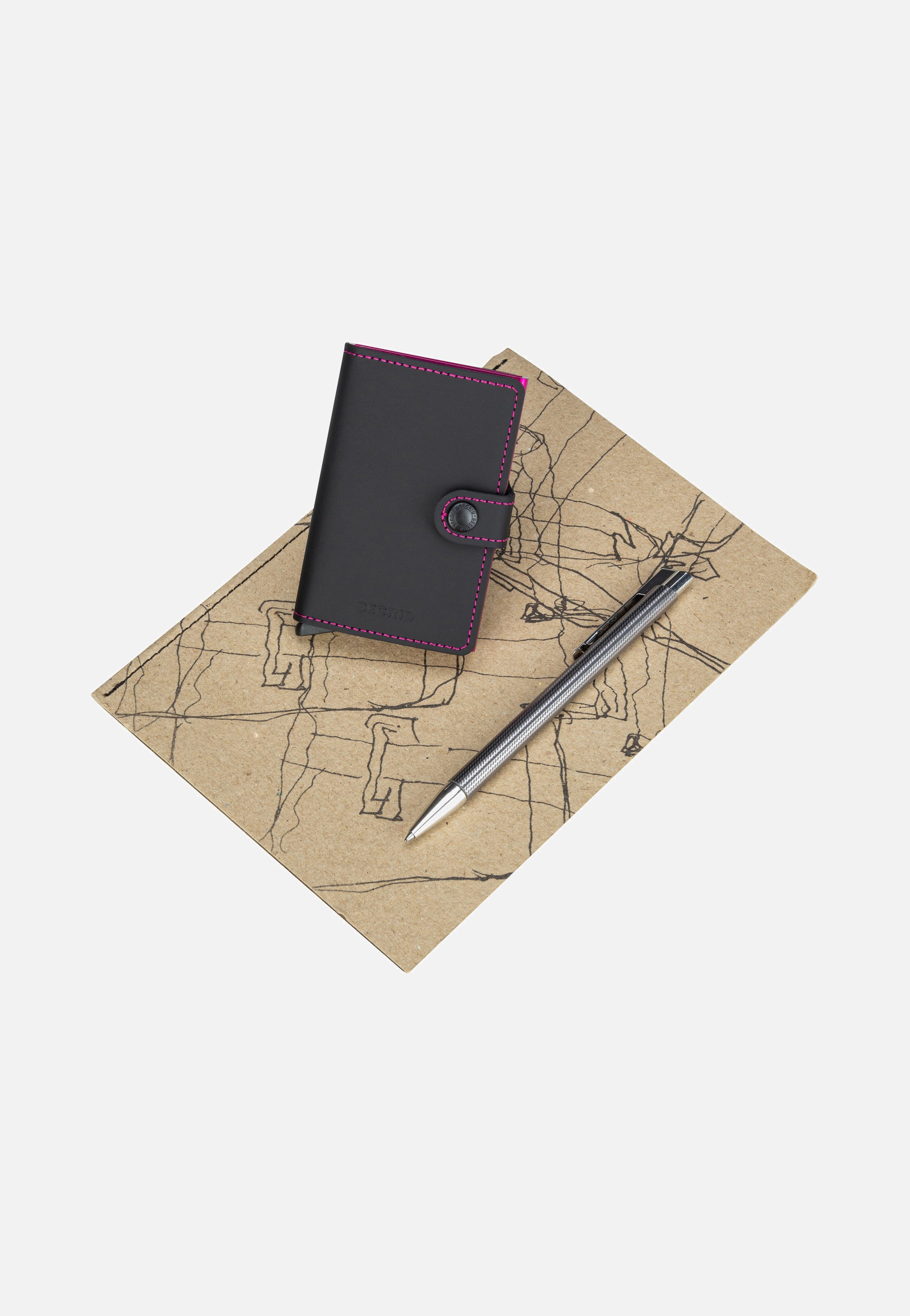 Miniwallet Matte Black-Fuchsia - Portemonnaie
