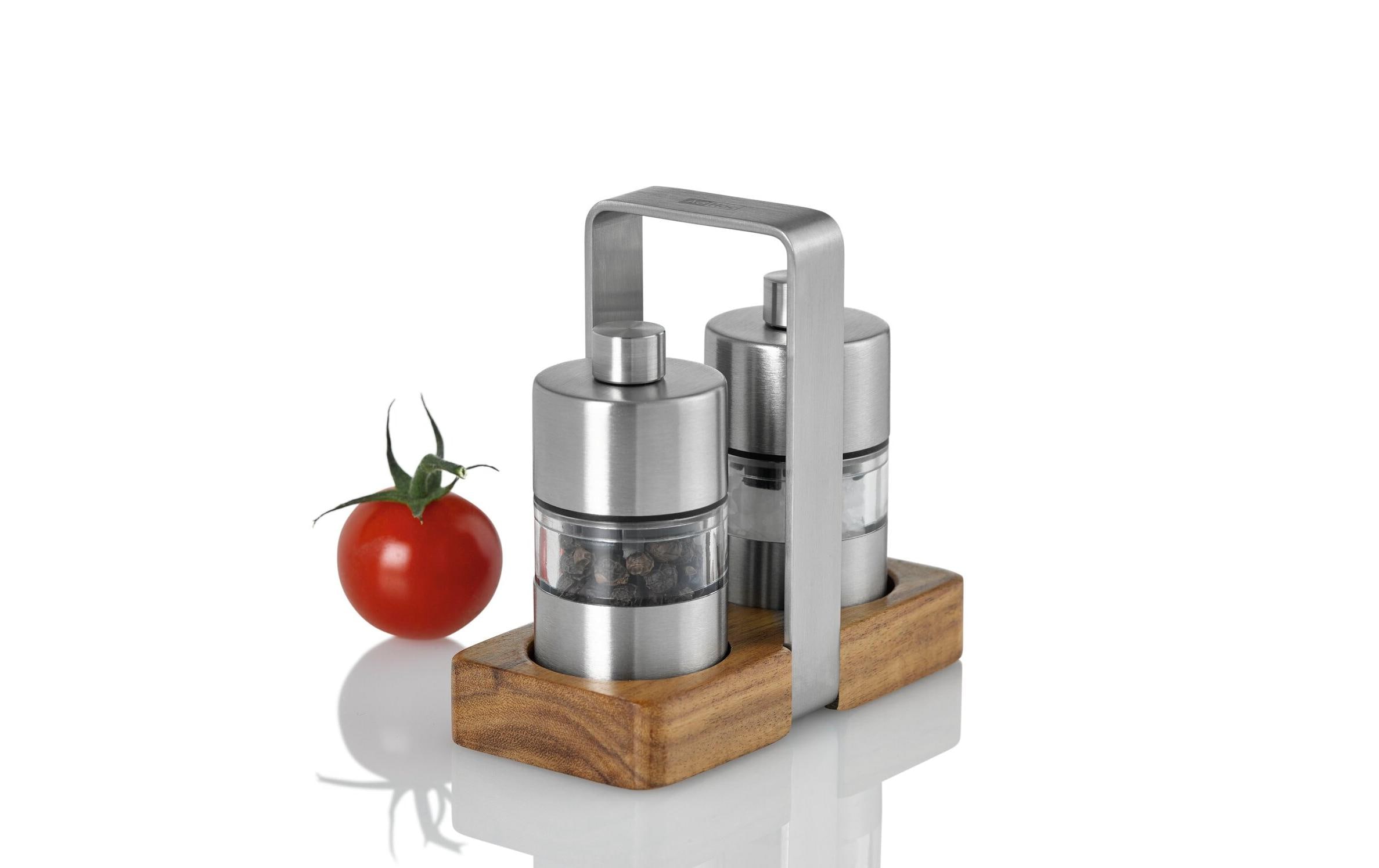 Salz- und Pfeffermühle Menage Minimill 5 cm, Braun/SilberPfeffer- und Salzmühle-Set