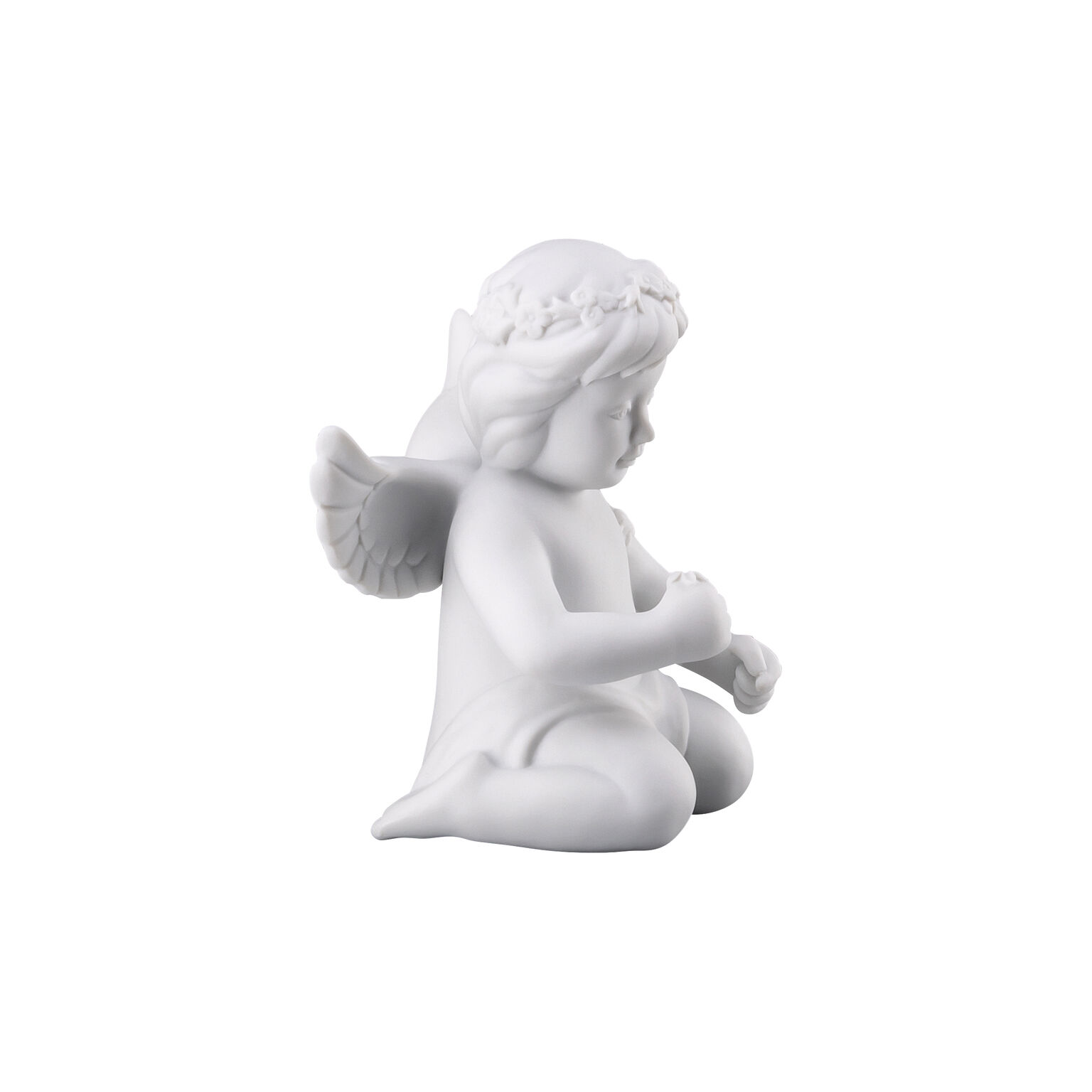 Angels Weiss matt Engel mit Blumenkranz