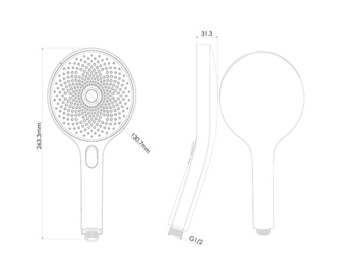 AVITAL VERDON handdouche, rond, Ø 130 mm, 3-voudig verstelbaar, matzwart