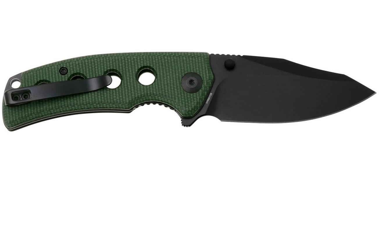 Sencut Excalis S23068-3 Black 9Cr18MoV, Green Canvas Micarta zakmes