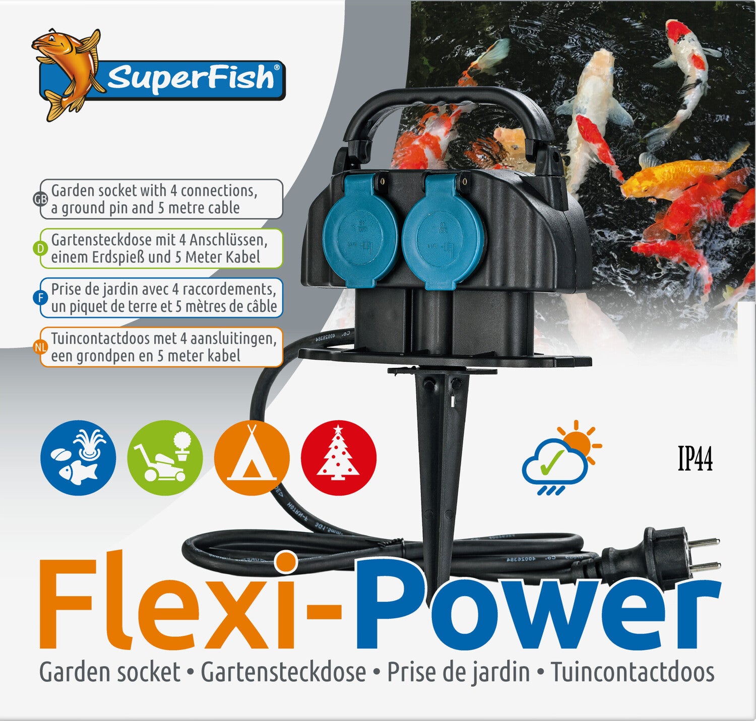 Superfish stekkerdoos 4x Flexi-Power 5 m
