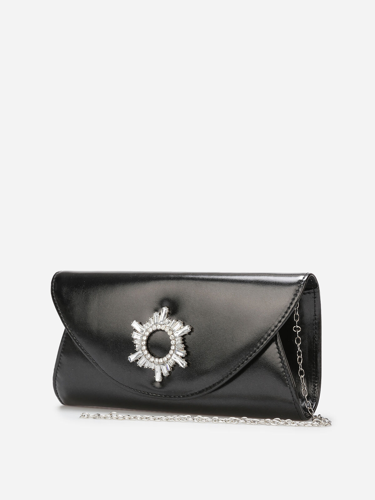Pochette de soirée à boucle en strass- Noir