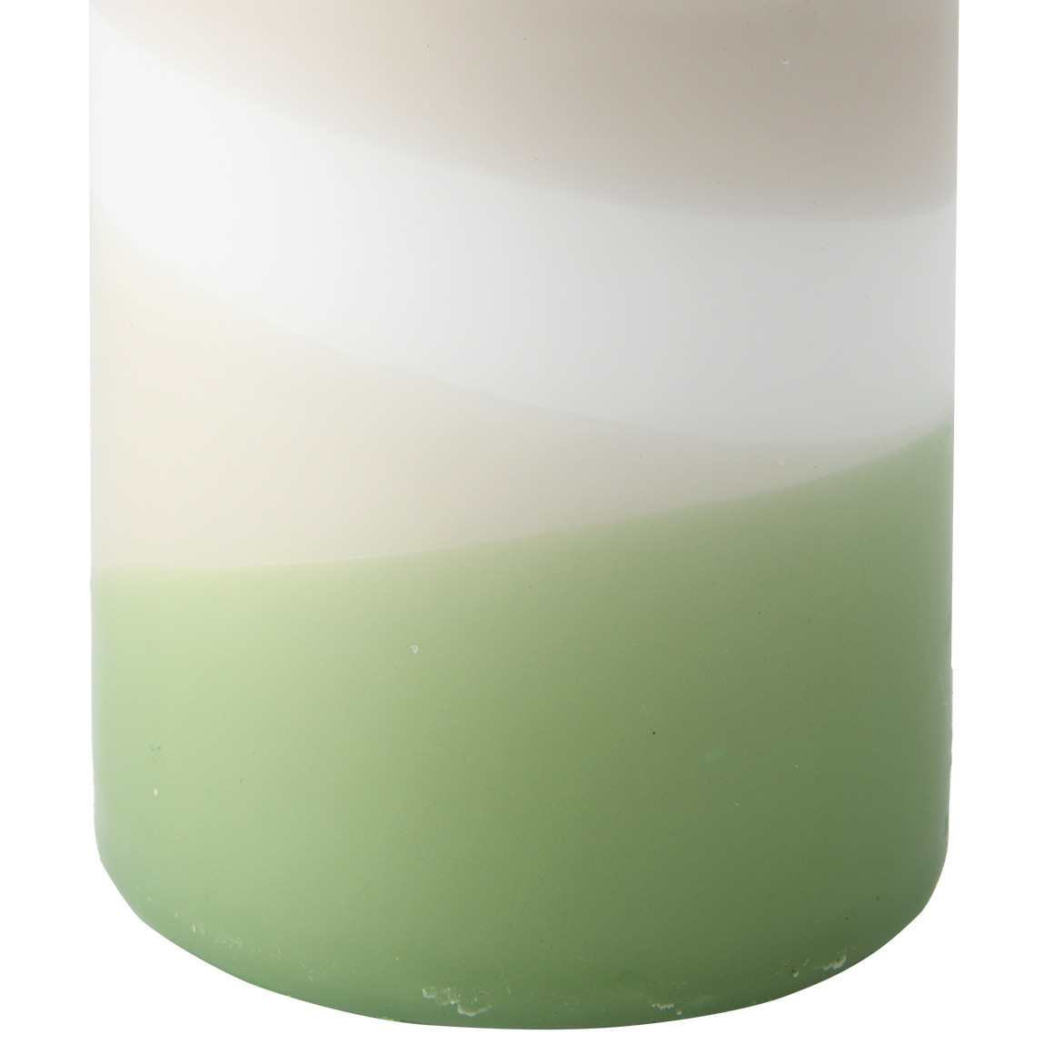 Kerze mit Farbverlauf dunkelgrün / weiss / beige