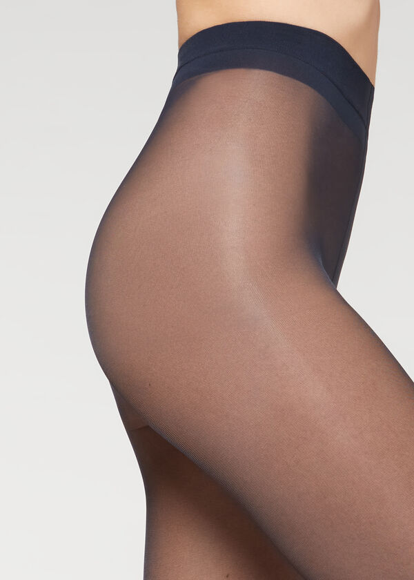 Meia-calça modeladora transparente 30 denier com cós de compressão