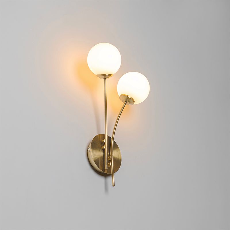 Moderne wandlamp goud met opaal glas 2-lichts  - Athens