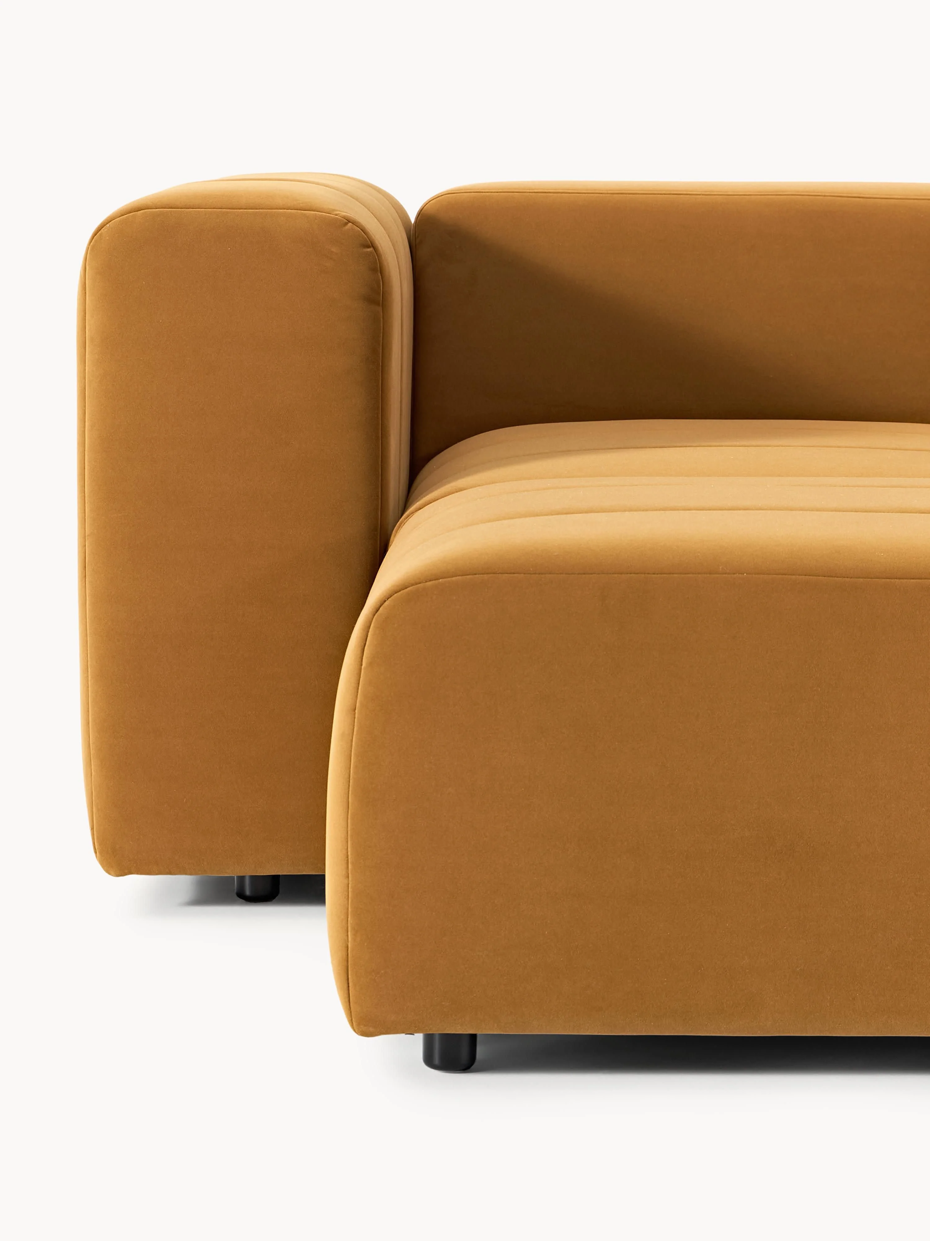 Fluwelen modulaire bank Lena (3-zits) met poef (links/rechts)