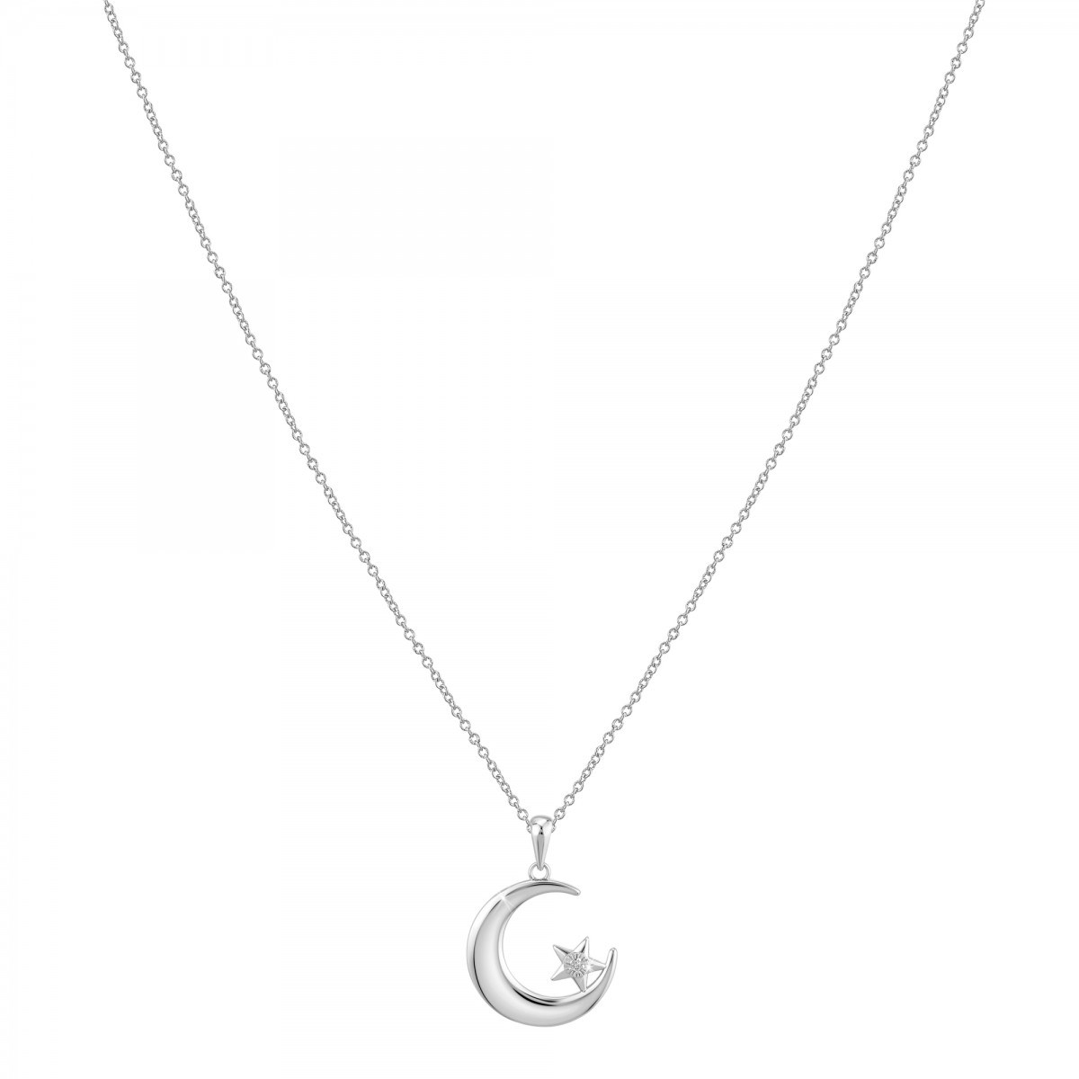 Collier Lune SC Crystal orné d'un véritable diamant blanc