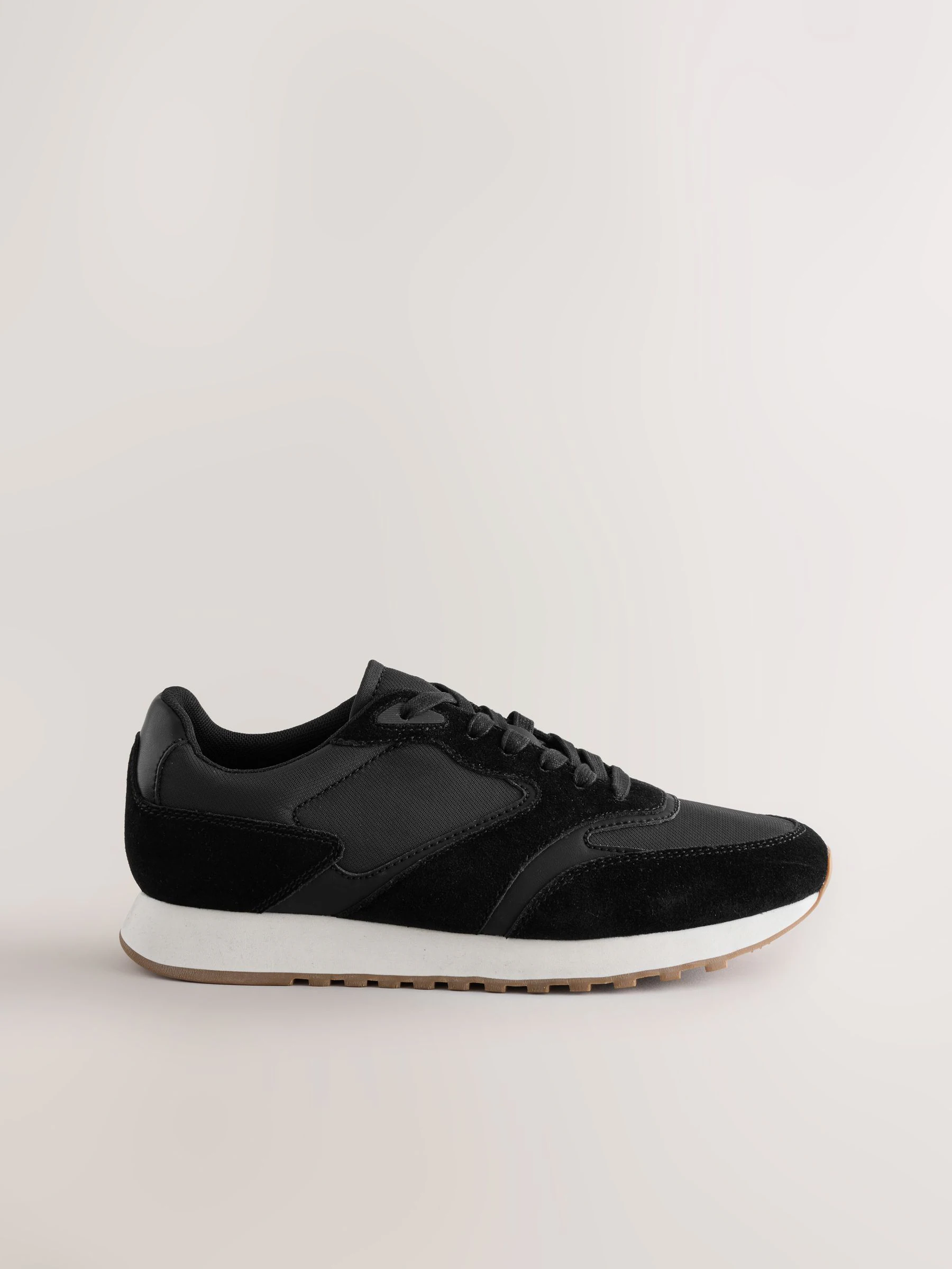 Zwart - Smart Casual Runners Trainers with Suede Trim