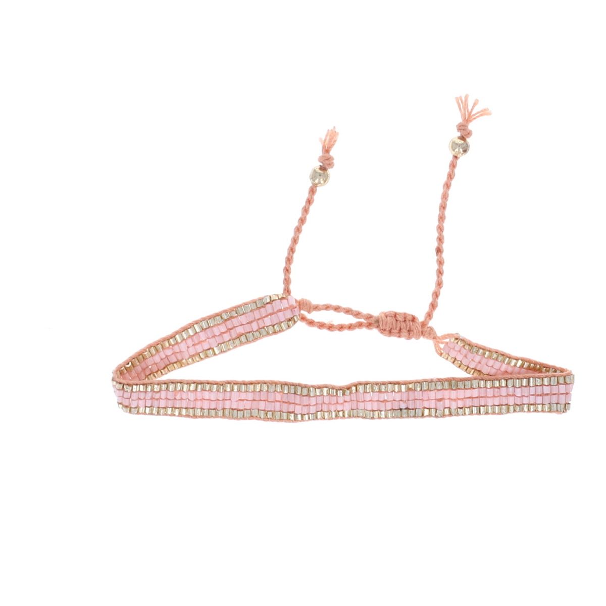 Bracelet tissé avec perles rose pâle Pondie Chérie