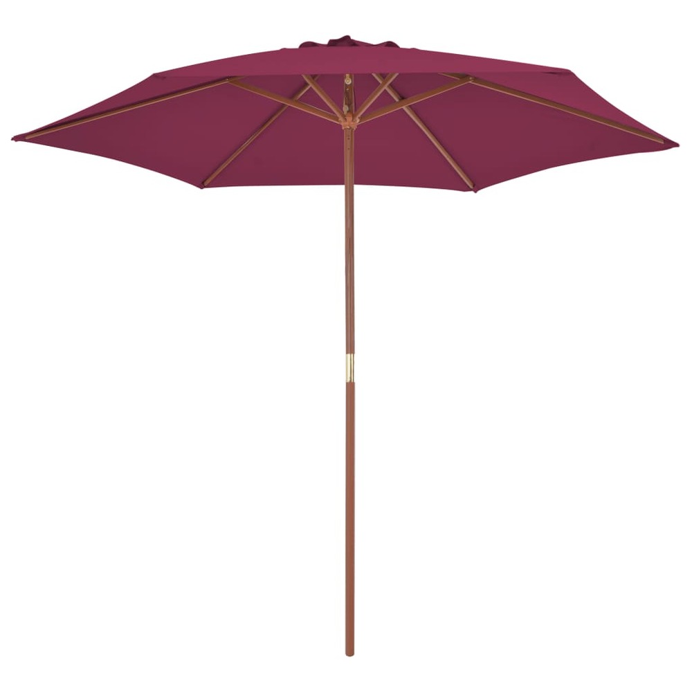Parasol avec mât en bois 270 cm bordeaux