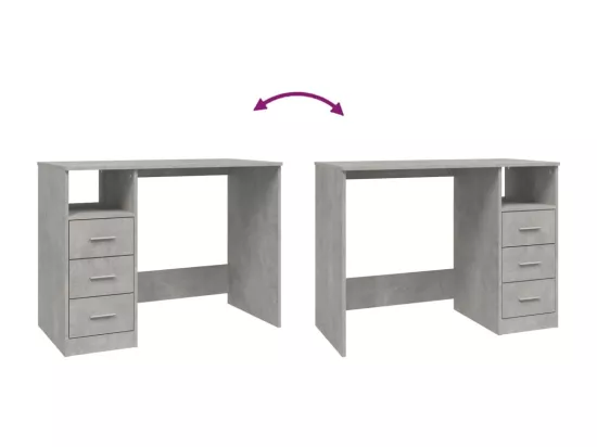 Bureau avec tiroirs Gris béton 102x50x76 cm Bois d'ingénierie