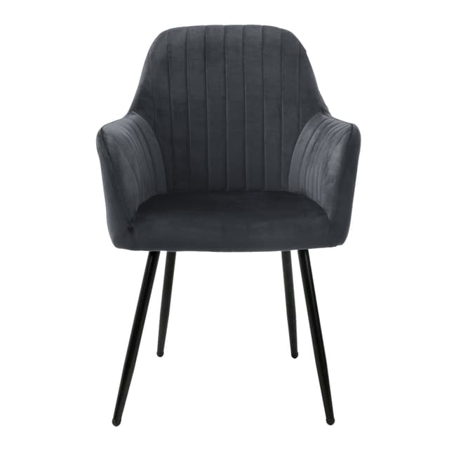 ML-Design Sæt med 2 spisebordsstole, grå, fløjlslook