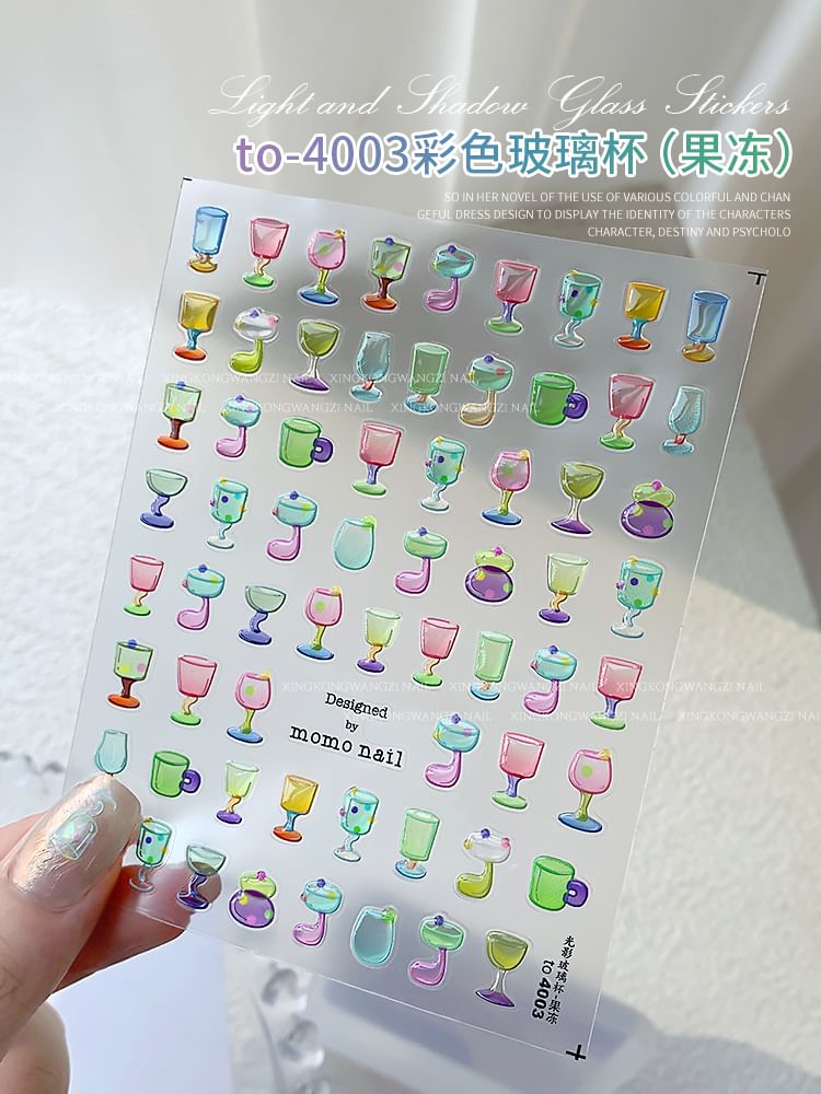 Padoma - Wijnglasprint Nail Art Stickers (Diverse ontwerpen)