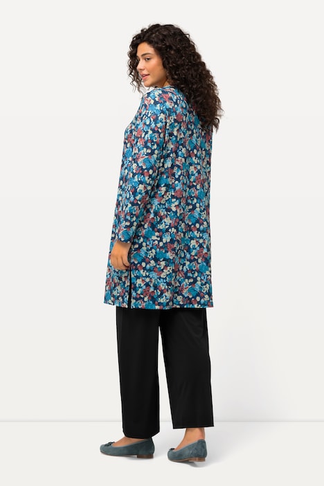 Jerseyjacke, Pinselstriche, A-Linie, V-Ausschnitt