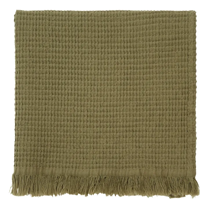 Haomy Drap de bain Timor en nid d'abeille | Vert kaki