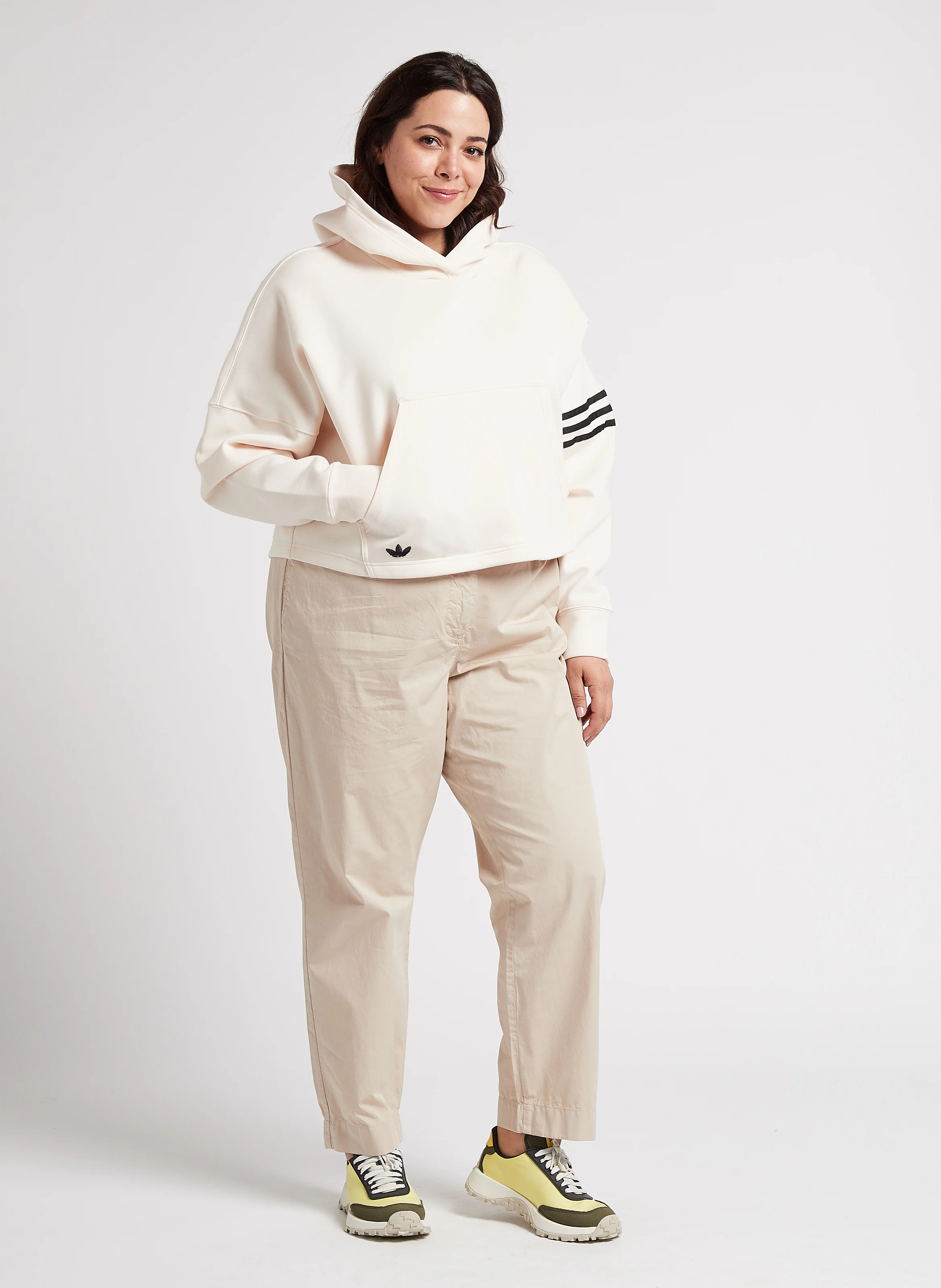 Sweat à capuche court | Beige