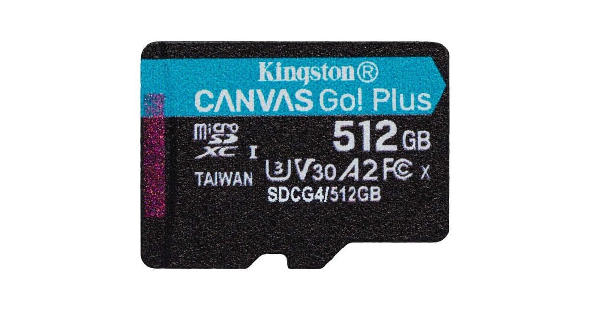 KingstonCanvas Go! Plus microSDXC 512 GB geheugenkaart  (Zwart, Class 10, UHS-I U3, V30, A2)