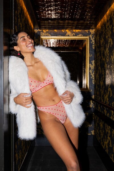 Understatement Underwear Mesh Bikini Briefs pale pink deep red