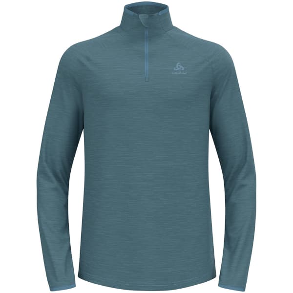 T-shirt running ODLO RUN EASY WARM MIDLAYER 1/2 ZIP PROVINCIAL BLUE MELANGE