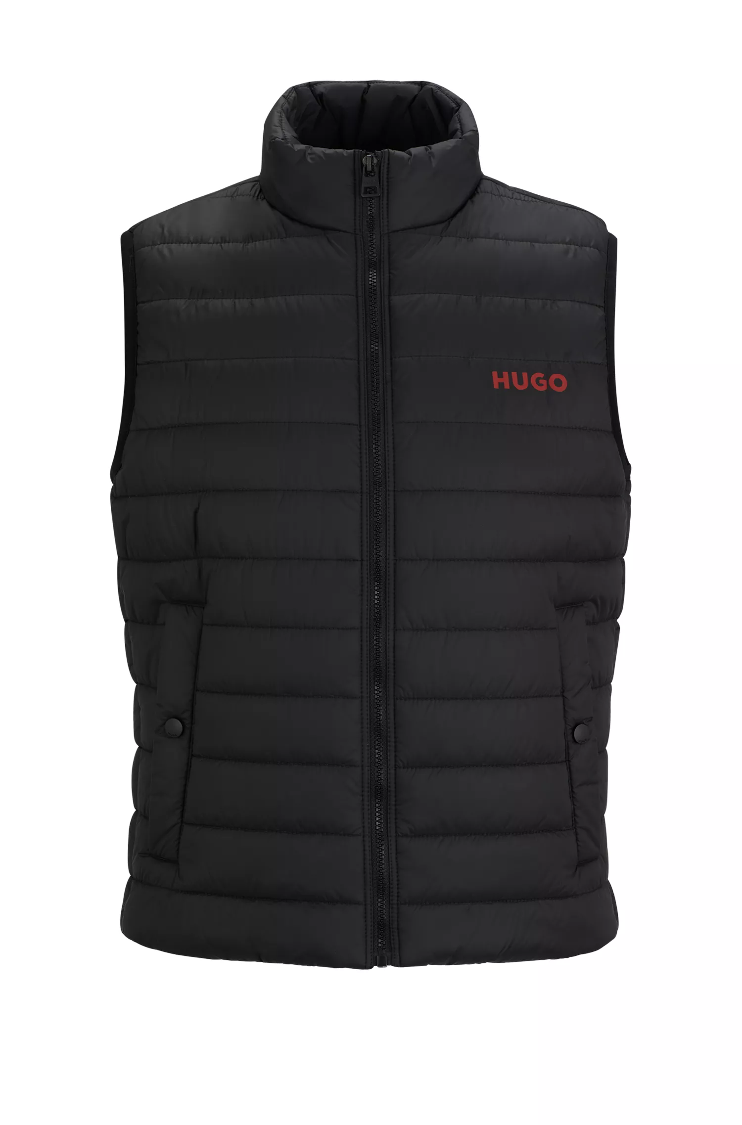 Colete HUGO vermelho repelente à água com logotipo contrastante.