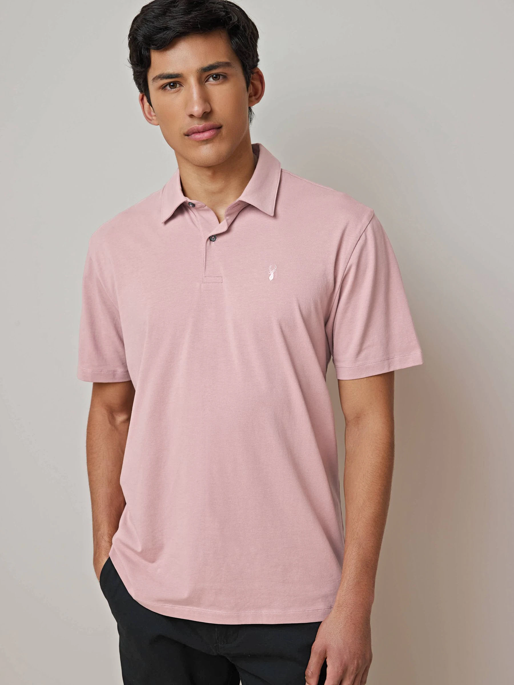 Wit/blauw/naturel/roze/grijs - Normale Pasvorm - Set van 5 jersey poloshirts met korte mouwen