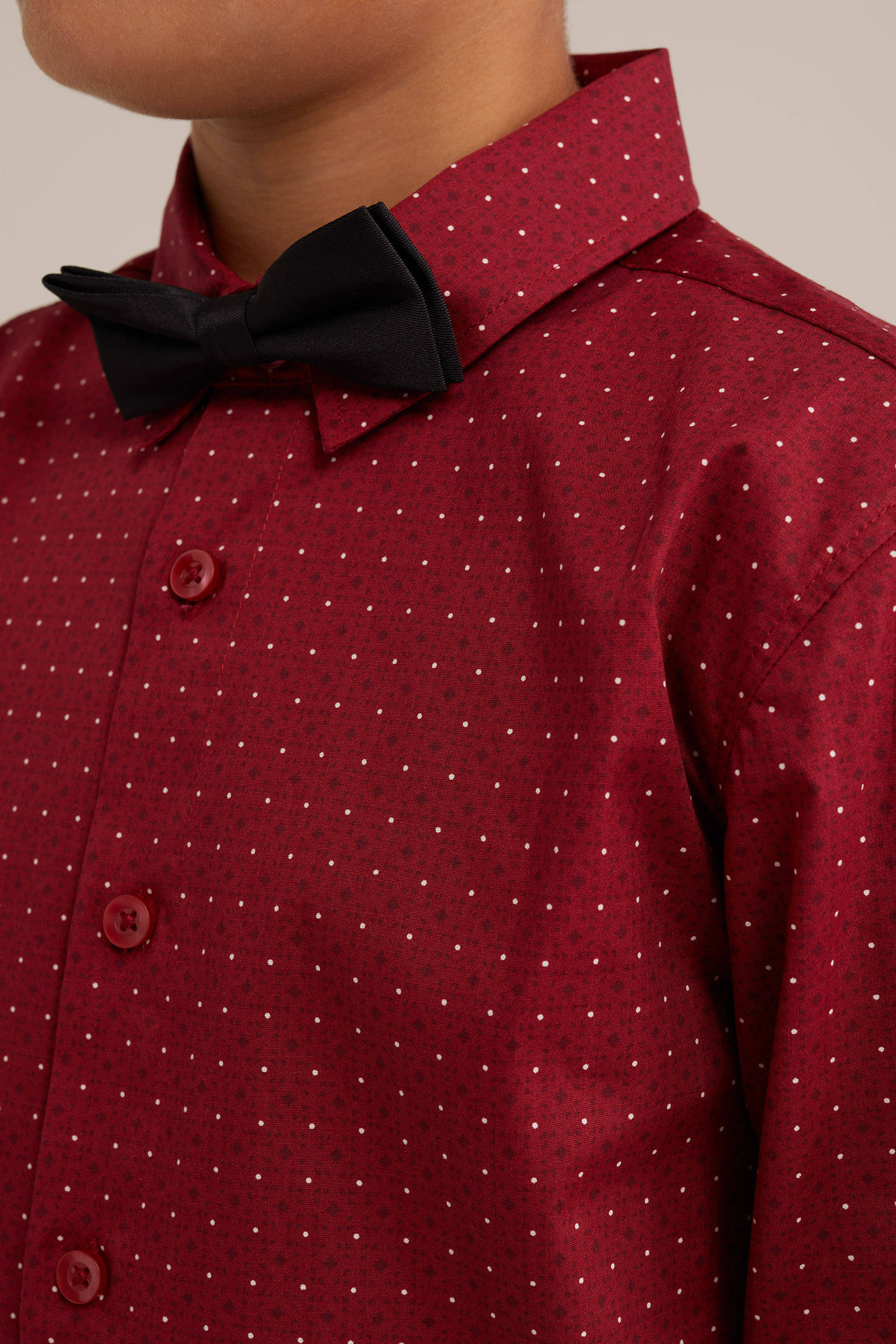 overhemd met vlinderstrik rood/wit/zwart
