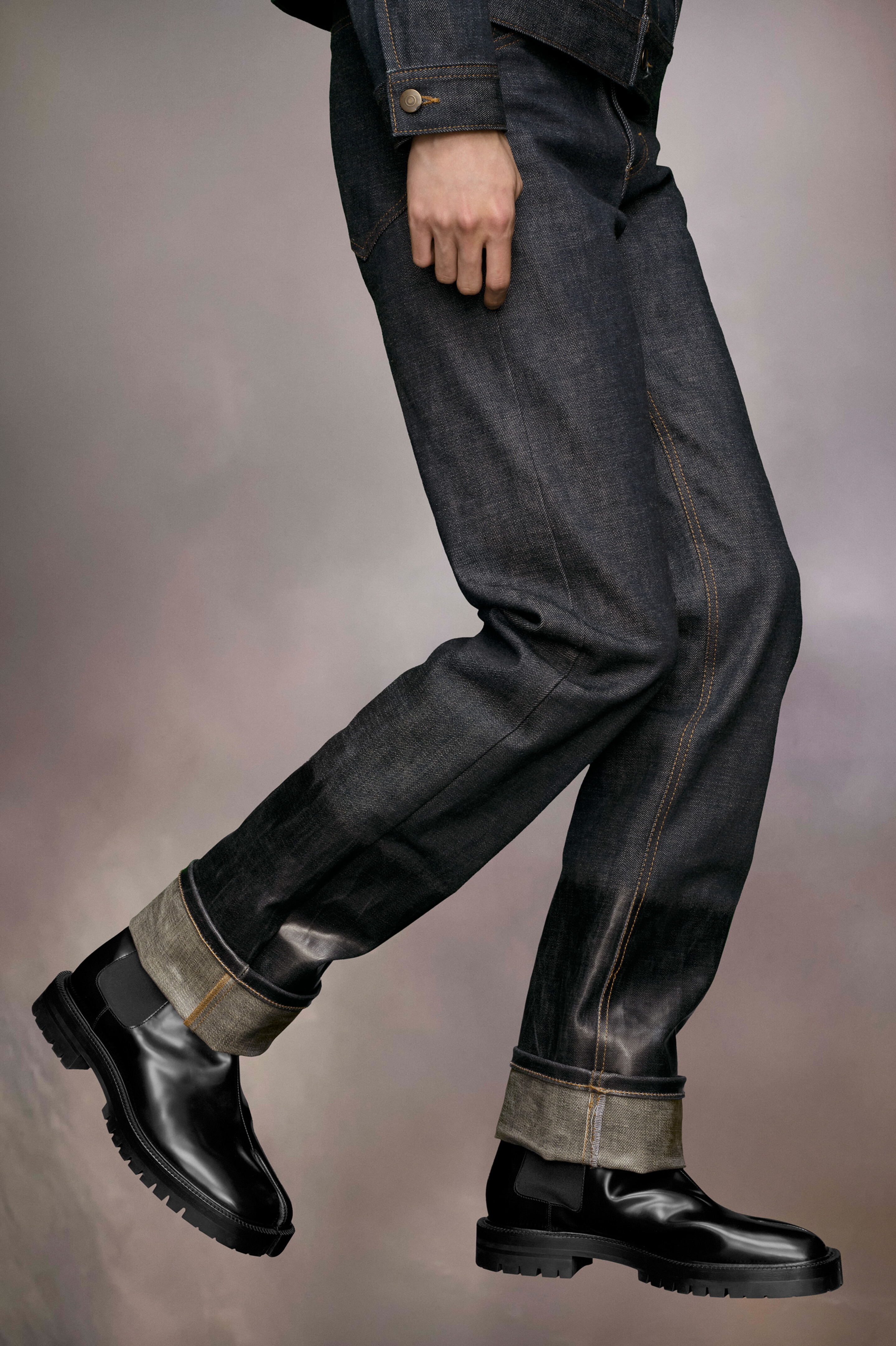 Botte Chelsea Tabi noir en cuir pour homme Noir