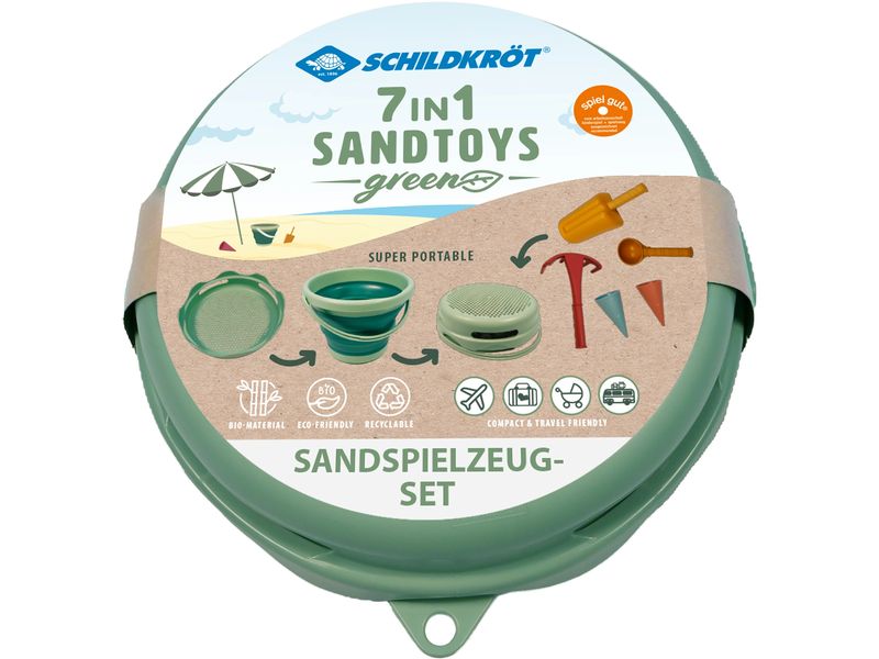 Schildkröt Funsports 7in1 Sand Toys Falteimer Set Grün Innovatives Sand-Spielset