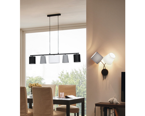 Hanglamp, 5-lichts, HxL 110x120 cm, zwart/grijs/wit