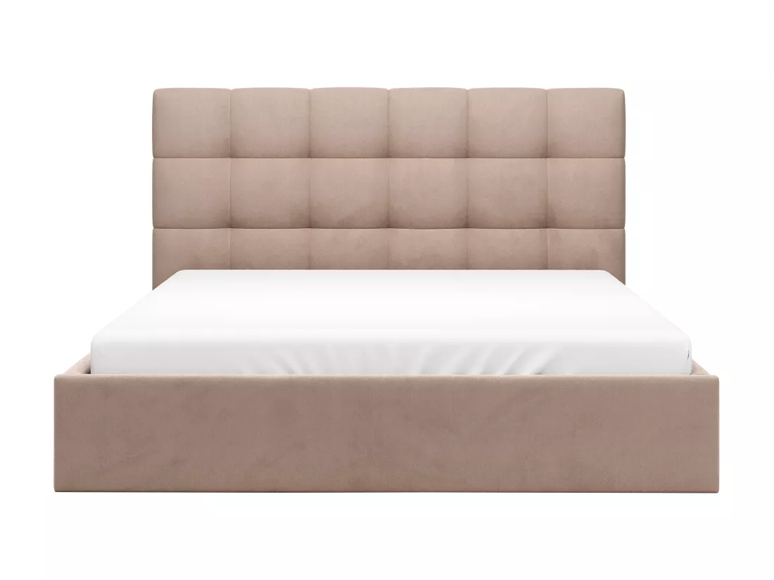 Lit coffre 160 x 200 cm - Velours - Beige - MIRDAL de Pascal Morabito