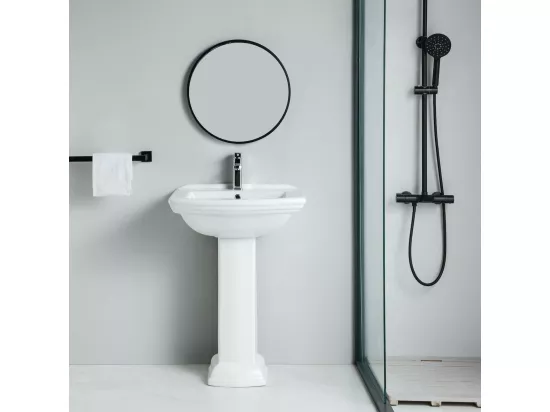 Lavabo rétro sur colonne MADRY 60 cm en céramique